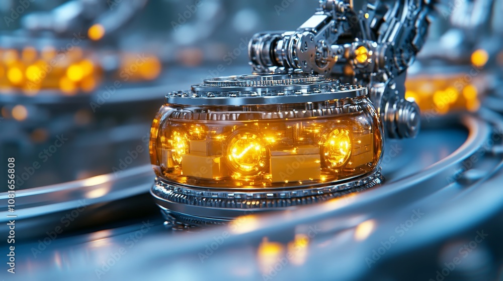 Futuristic Industrial Machine with Glowing Lights Closeup Abstract Futuristic Industrial Machine with Glowing Lights Closeup Abstract