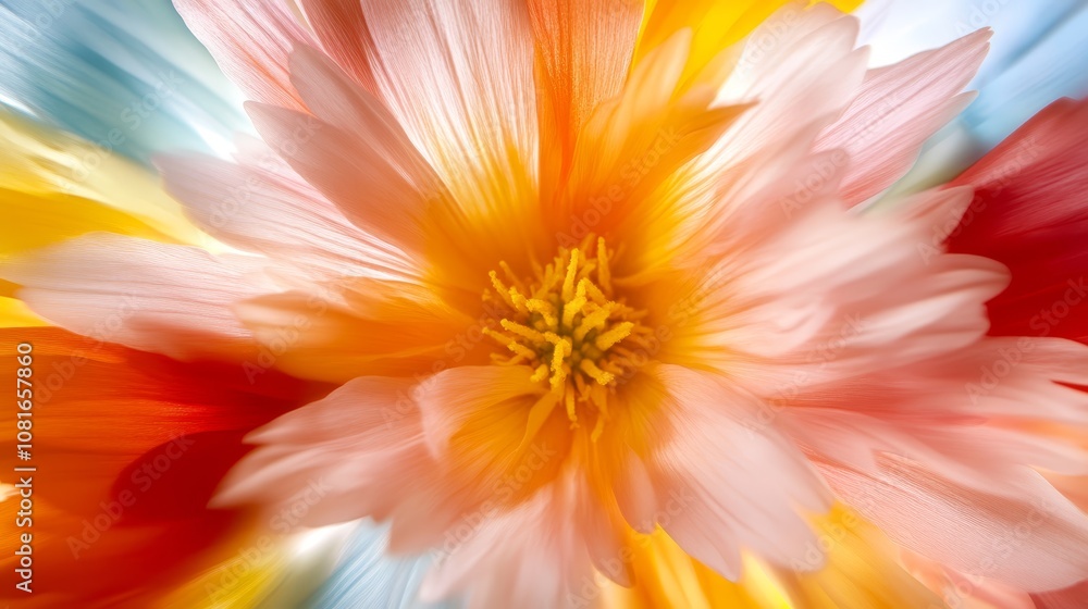 Obraz premium A close up of a colorful flower with a blurry background
