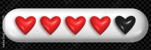Love rate 3d vector concept. Realistic heart fot rating, review, feedback or satisfaction status 
