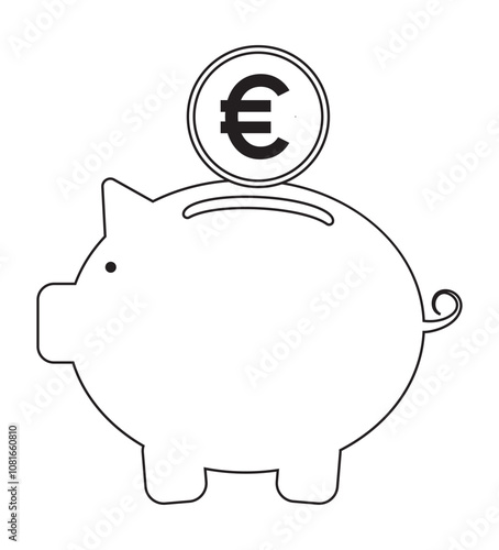 Piggy bank and euro. Money. Wealth. Vector. Illustration
