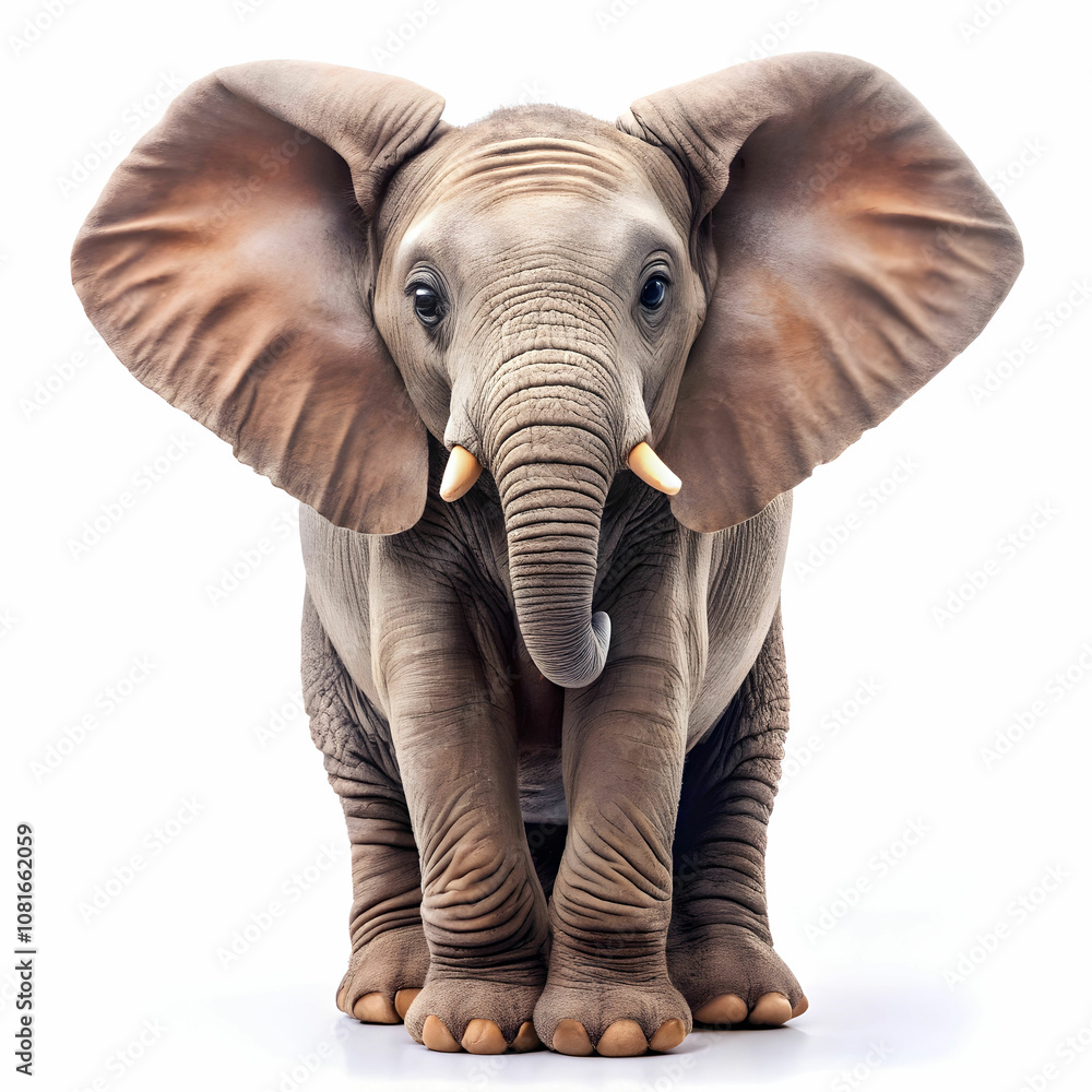 Fototapeta premium Adorable Elephant in a Studio, Isolated