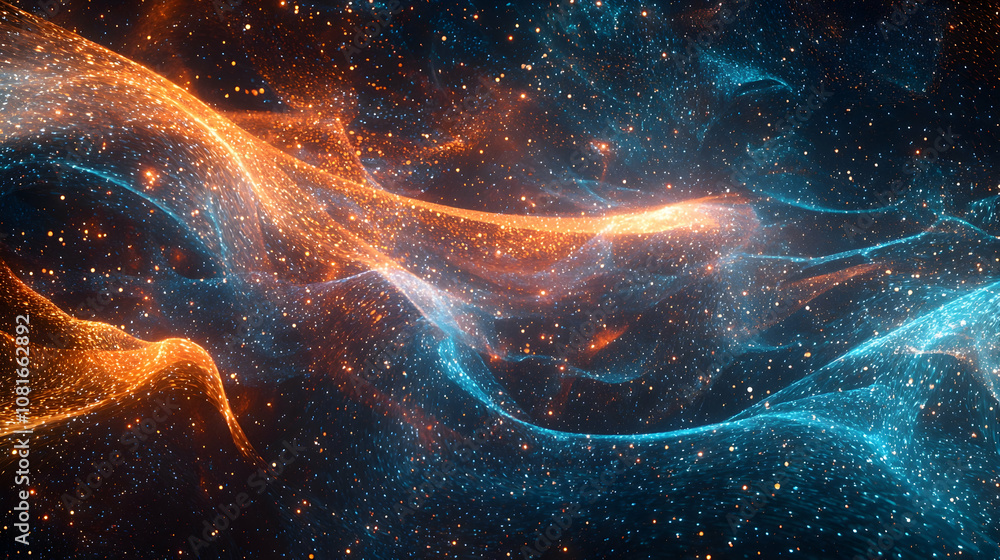 Abstract Background with Blue and Orange Glowing Waves Abstract Background with Blue and Orange Glowing Waves