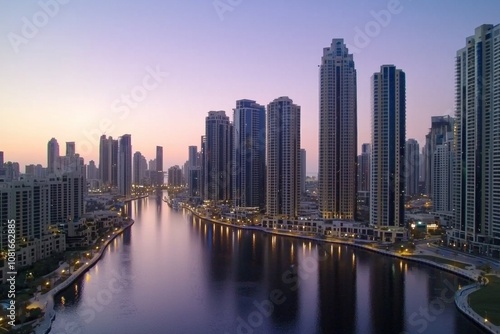 Wallpaper Mural Urban landscape twilight dubai cityscape modern architecture aerial view serenity Torontodigital.ca