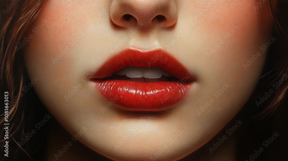 Obraz premium A woman's face with a red lip