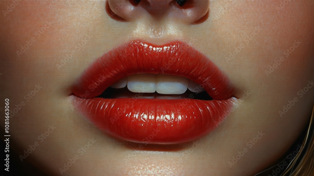 Obraz premium A woman's lips are painted red