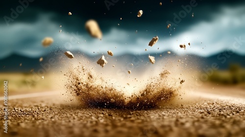 A dirt road with rocks falling out of it