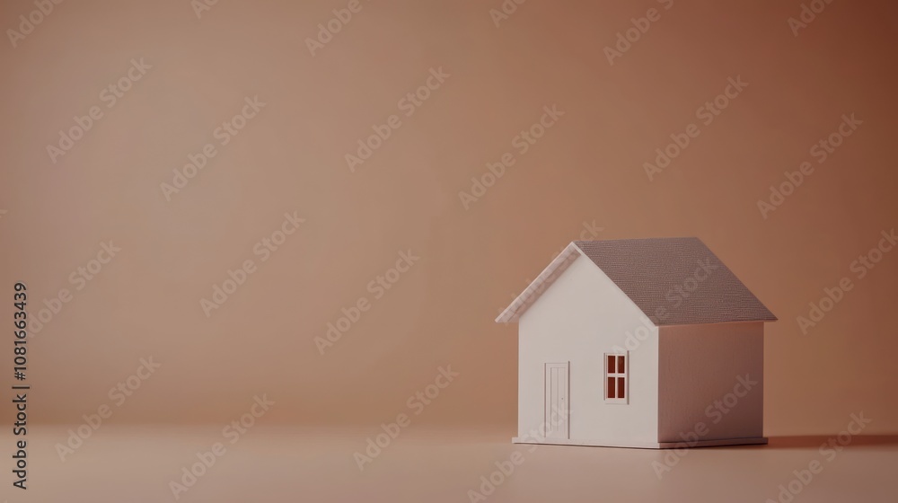 A minimalist model house on a simple background.