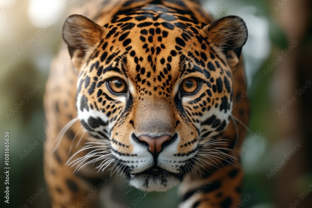 Obraz premium A close up of a jaguar's face in the jungle