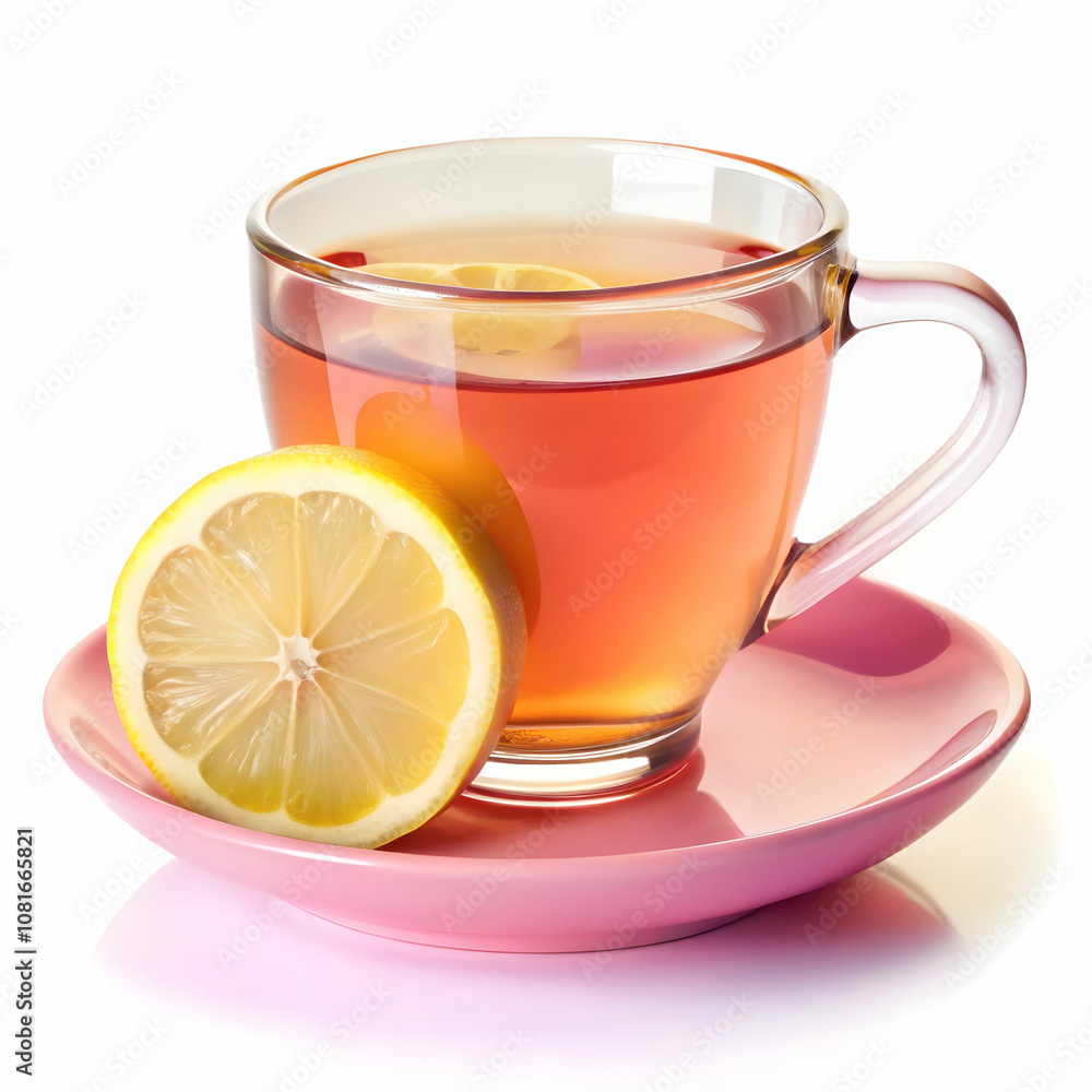 Lemon Tea in White Cup with Fresh Lemon Slice Lemon Tea in White Cup with Fresh Lemon Slice