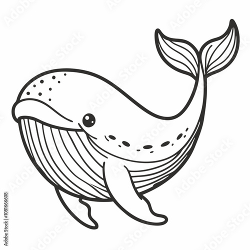 Cute Black and White Whale Illustration for Kids' Creative Projects photo