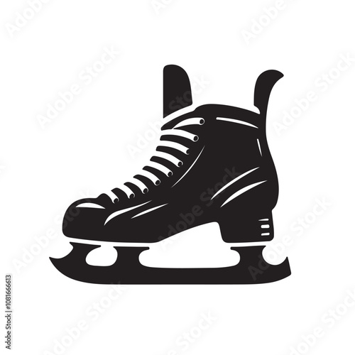 Hockey skate vector silhouette black and white. Ice skate silhouette. Skate logo, icon vector design.