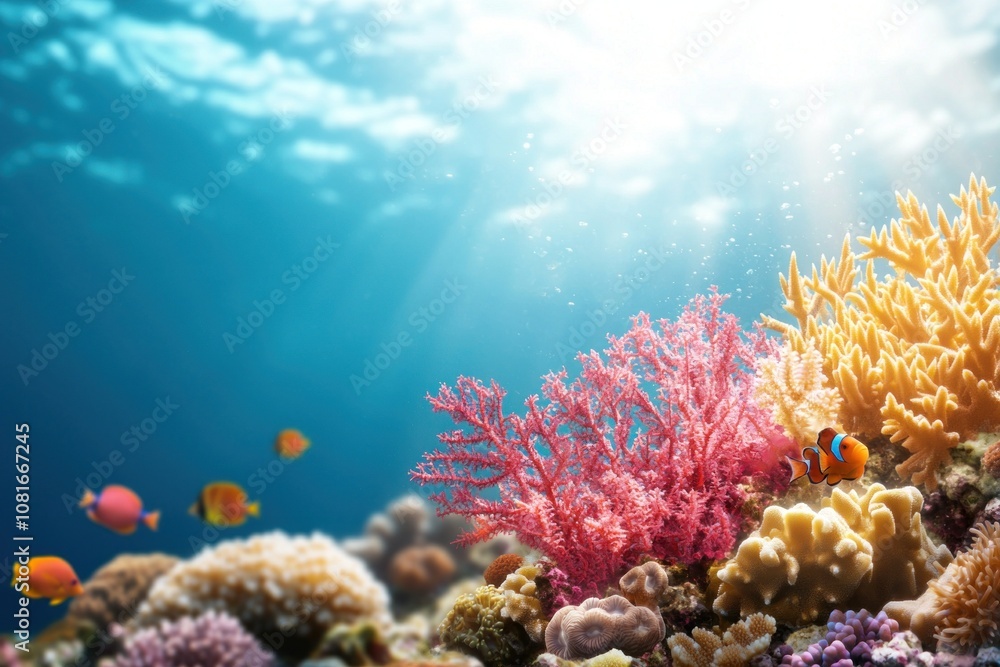 Obraz premium Underwater coral reef exploration tropical ocean marine life photography vibrant environment breathtaking viewpoint nature conservation