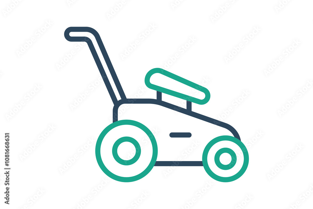 Lawn mower icon. line icon style. icon related to gardening. gardening tools elements vector illustration Lawn mower icon. line icon style. icon related to gardening. gardening tools elements vector illustration