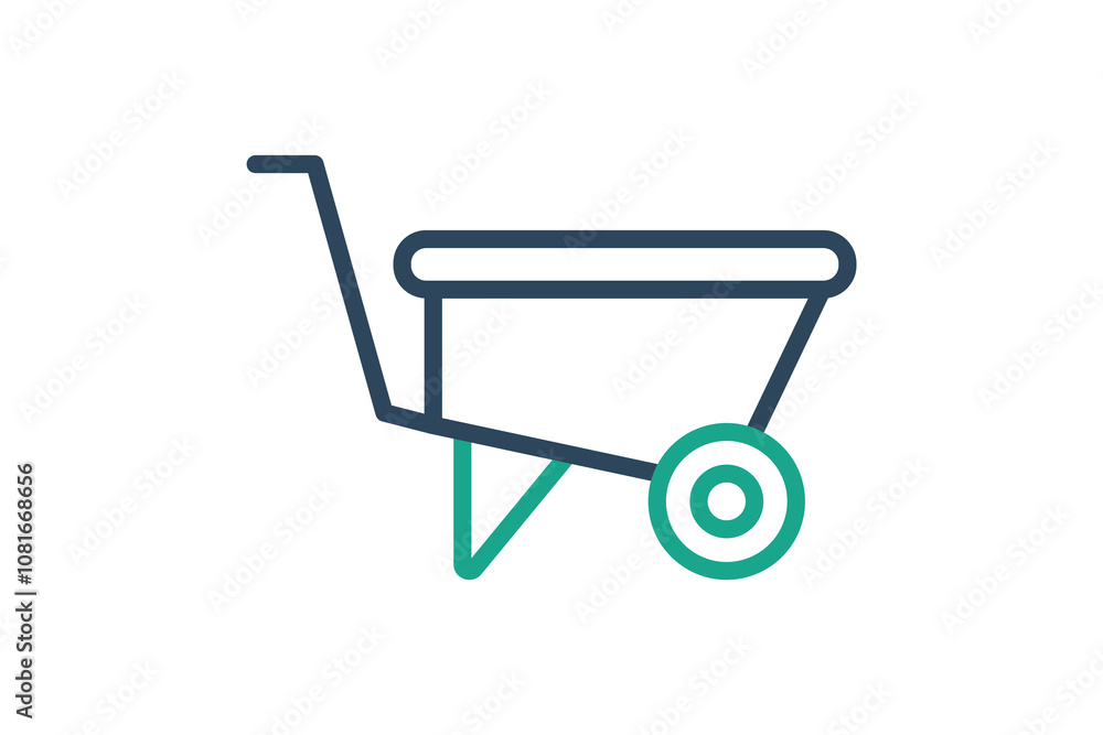 Wheelbarrow icon. line icon style. icon related to gardening. gardening tool elements vector illustration Wheelbarrow icon. line icon style. icon related to gardening. gardening tool elements vector illustration