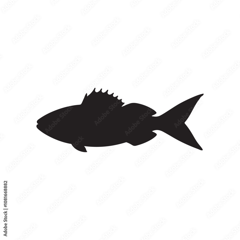 Obraz premium Cod fish silhouette vector illustration, Cod vector isolated on white background