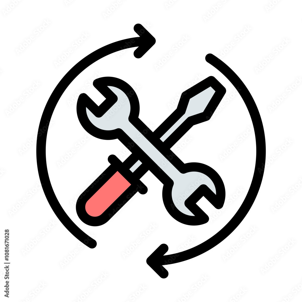 Maintenance Icon Repair and Service in Flat Line Color Style Maintenance Icon Repair and Service in Flat Line Color Style