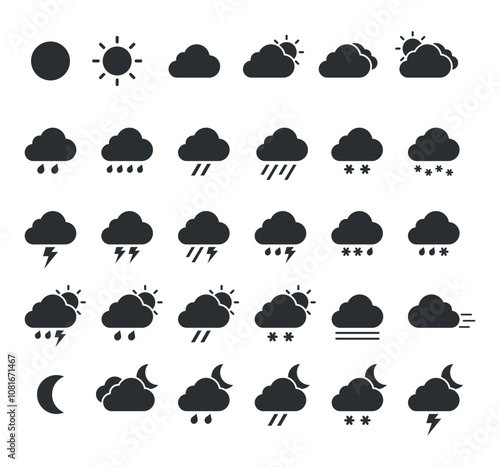 Weather Forecast icons set, climate symbols