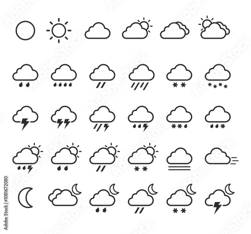 Weather Forecast icons set, climate symbols
