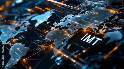 Global imt insights on international transport schedule visualization digital world map data-driven concept high-tech environment photo