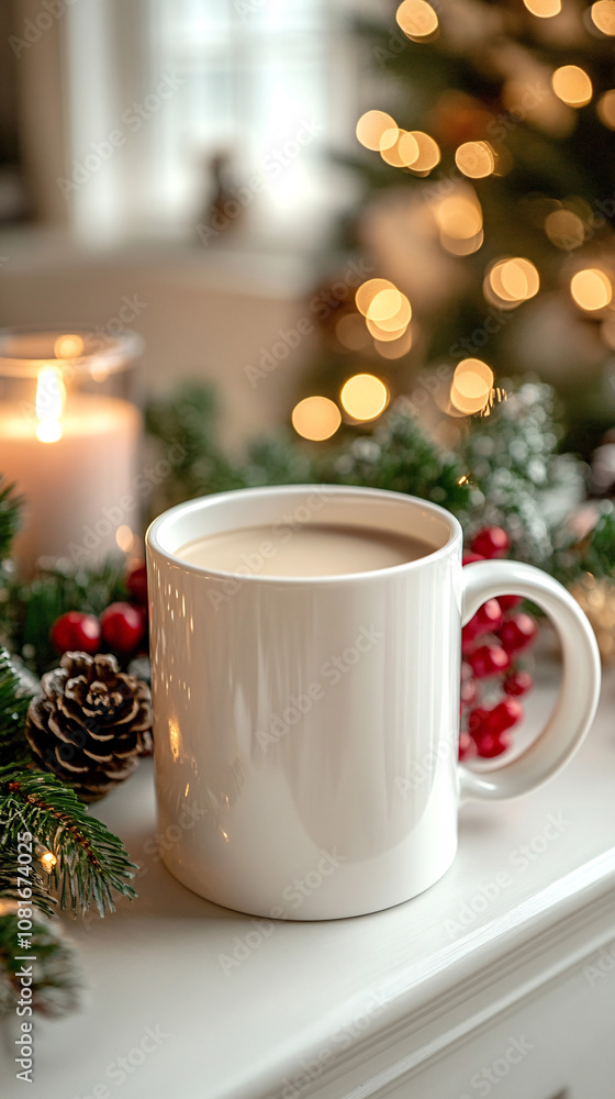 Set with white mug for mockup. The mug with the christmas decorations.
Set with white mug for mockup. The mug with the christmas decorations.