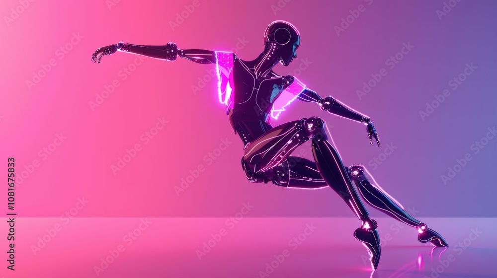Create a futuristic robot ballerina with sleek Create a futuristic robot ballerina with sleek