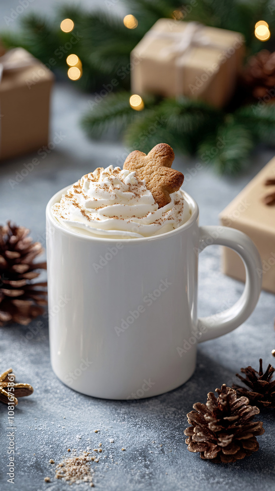 Set with white mug for mockup. The mug with the christmas decorations.
Set with white mug for mockup. The mug with the christmas decorations.