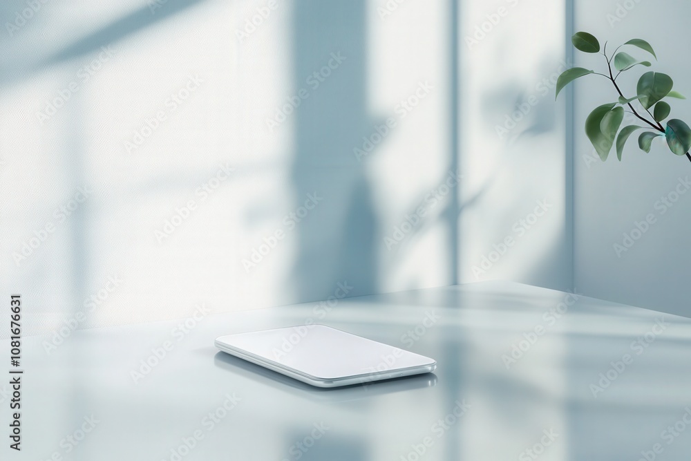 A minimalist workspace featuring a sleek notebook and soft natural light. A minimalist workspace featuring a sleek notebook and soft natural light.