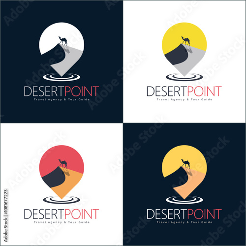 desert camel point map logo set design template