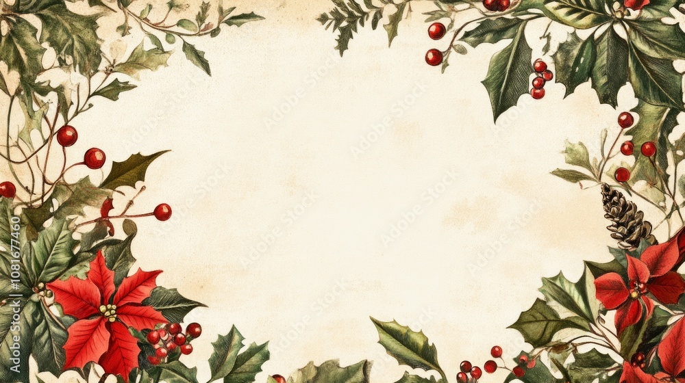 A white background with red flowers and berries A white background with red flowers and berries