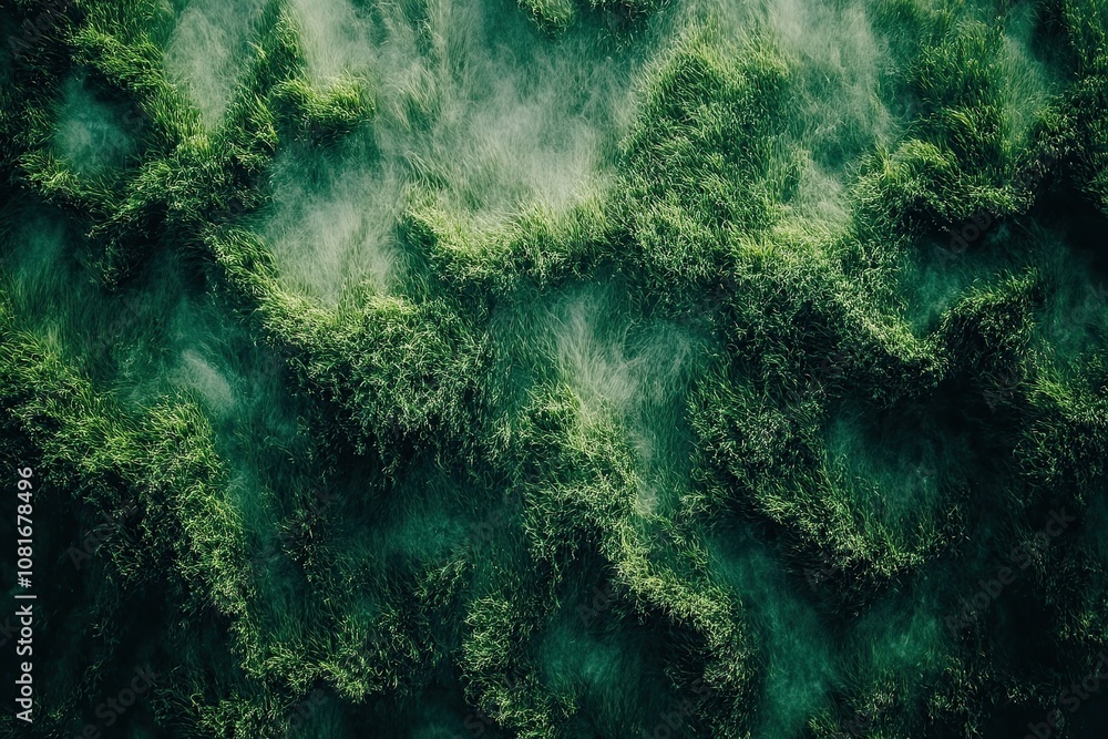 Top View of Waving Grass in Green and Brown Top View of Waving Grass in Green and Brown