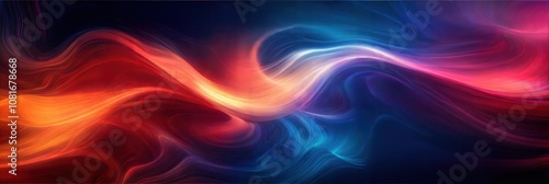 Abstract Flowing Streaks of Color in Vivid Red, Orange, and Blue Hues, Evoking Energy and Movement in a Dynamic Artistic Composition – Modern Header Banner Background