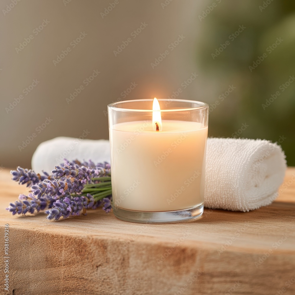 A calming candle with lavender, perfect for relaxation and self-care. A calming candle with lavender, perfect for relaxation and self-care.