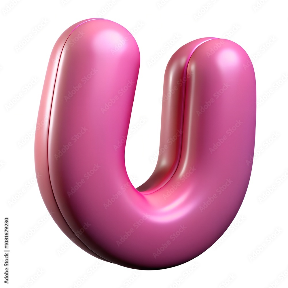 Pink letter U balloon 3D render icon isolated on white background Pink letter U balloon 3D render icon isolated on white background