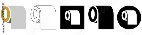 Toilet Paper or tissue roll  vector pictogram sign icon symbol ui and ux design, glyphs and stroke line	