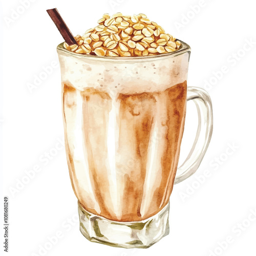  Oat drink watercolor clipart illustration