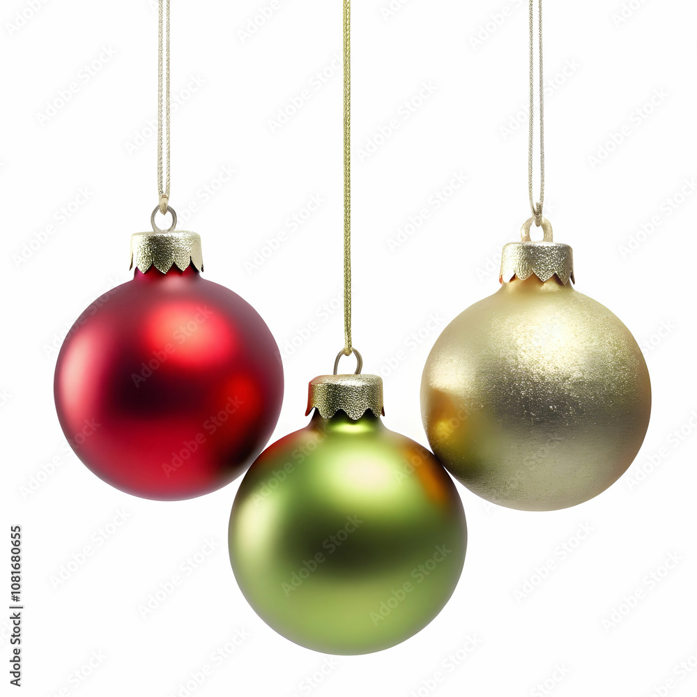 Set of Three Hanging Christmas Ornaments in Festive Colors Set of Three Hanging Christmas Ornaments in Festive Colors
