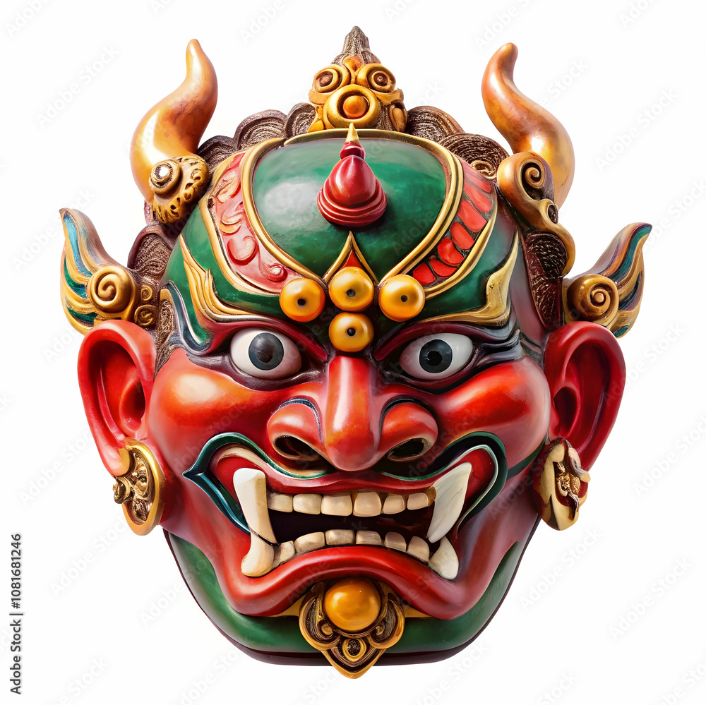 Intricately Designed Traditional Chinese Demon Mask in Detail Intricately Designed Traditional Chinese Demon Mask in Detail