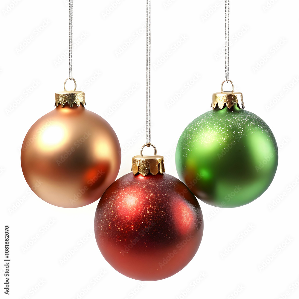 Set of Three Hanging Christmas Ornaments in Festive Colors Set of Three Hanging Christmas Ornaments in Festive Colors