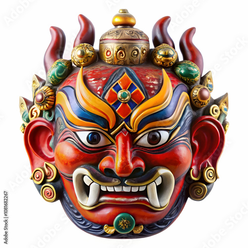 Intricately Designed Traditional Chinese Demon Mask in Detail photo