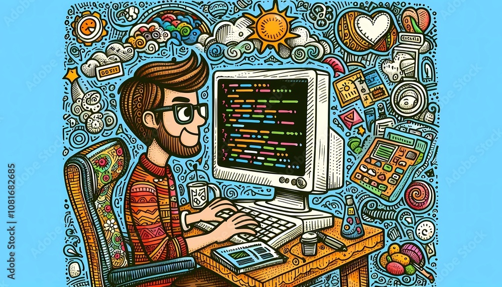 Fototapeta premium Focused Web Developer at Work