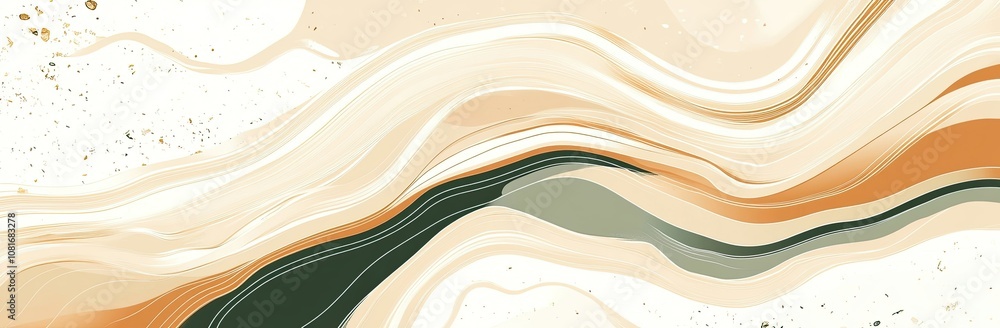Abstract Fluid Waves in Brown, Beige, and White Abstract Fluid Waves in Brown, Beige, and White