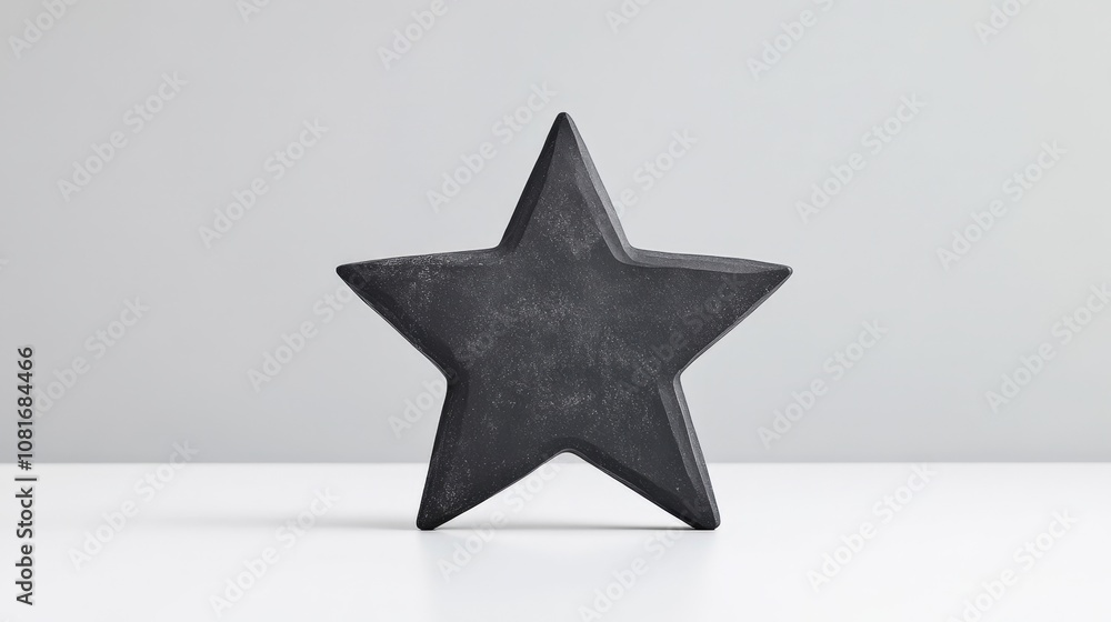 A minimalist black star sculpture on a clean surface. A minimalist black star sculpture on a clean surface.