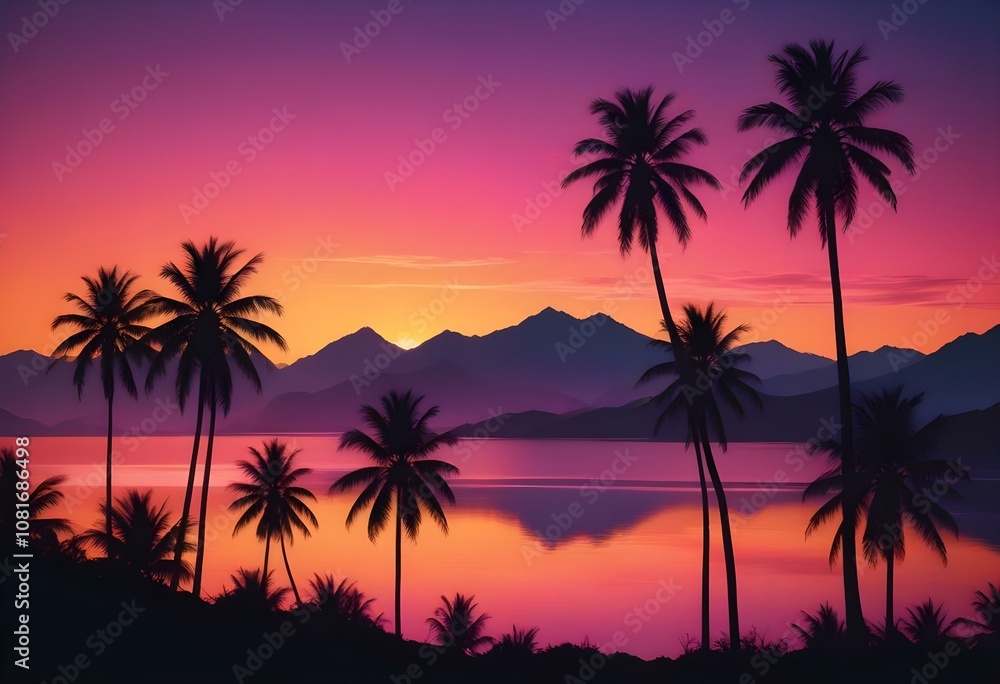 Gradient tropical sunset background Gradient tropical sunset background