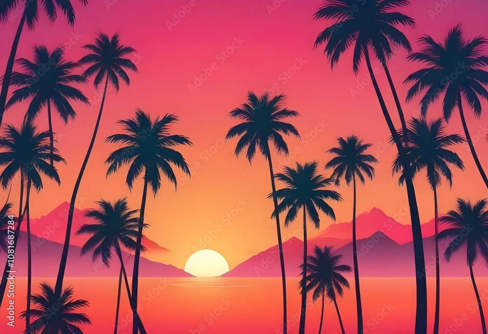 Gradient tropical sunset background Gradient tropical sunset background