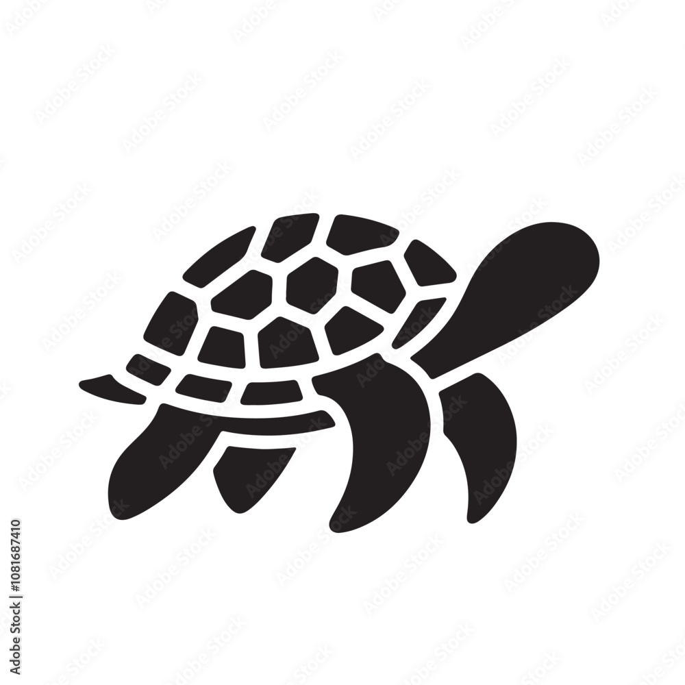 Naklejka premium Turtle vector design. Sea turtle silhouette design. Turtle logo, icon design black and white.