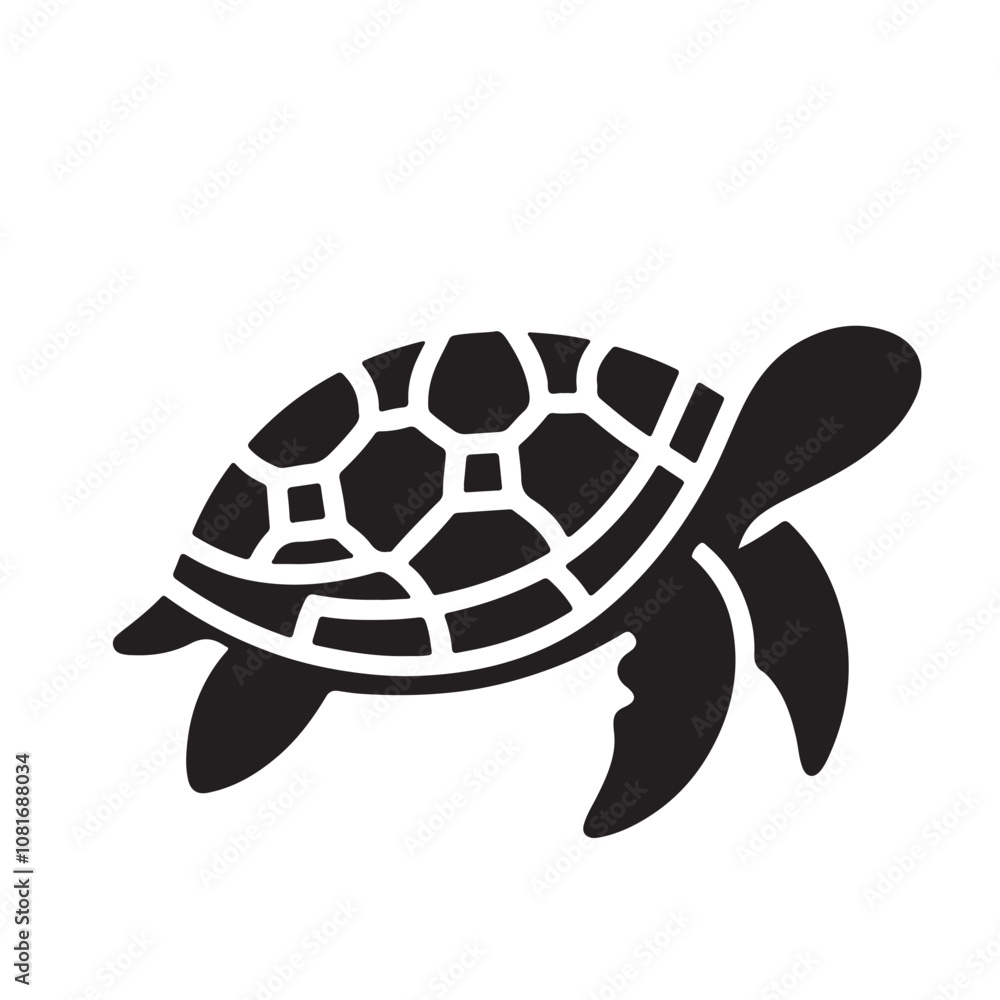 Naklejka premium Turtle vector design. Sea turtle silhouette design. Turtle logo, icon design black and white.