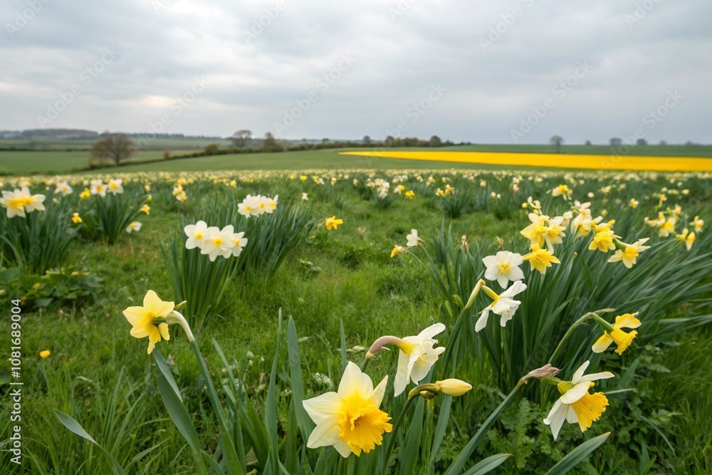 Close up daffodil flower at garden, landscape nature garden for your walpaper or background. Close up daffodil flower at garden, landscape nature garden for your walpaper or background.