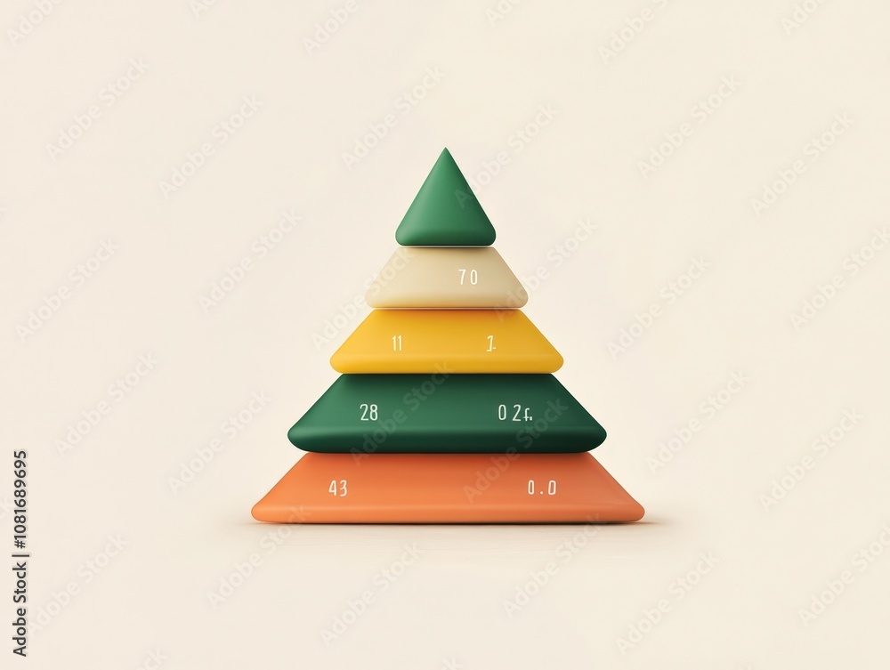 A colorful pyramid of geometric shapes representing various values.