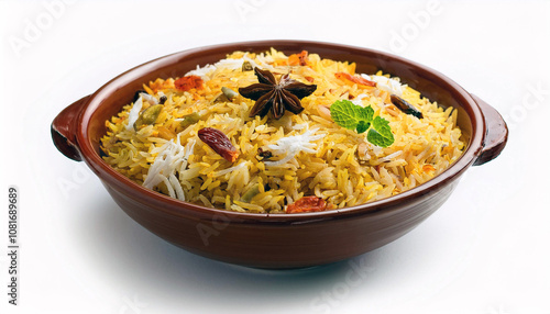 Bowl of Yellow Rice with Spices and Herbs