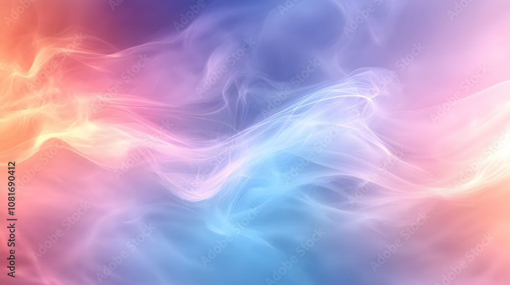 Abstract Colorful Smoke Waves Background: A Digital Illustration of Pastel Hues Flowing Gracefully, Creating a Dreamlike Atmosphere. Abstract Colorful Smoke Waves Background: A Digital Illustration of Pastel Hues Flowing Gracefully, Creating a Dreamlike Atmosphere.